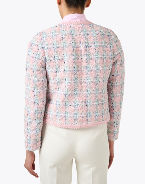 Stylish Pink and Blue Tweed Women's Jacket for Weekdays