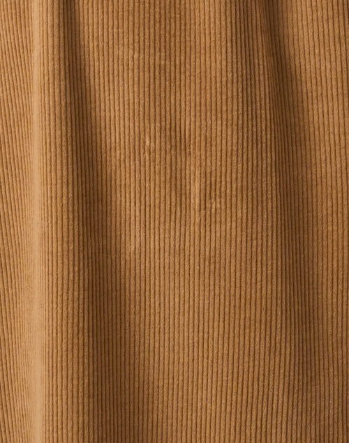 Stylish Camel Corduroy A - Line Shirt Dress with Adjustable Belt