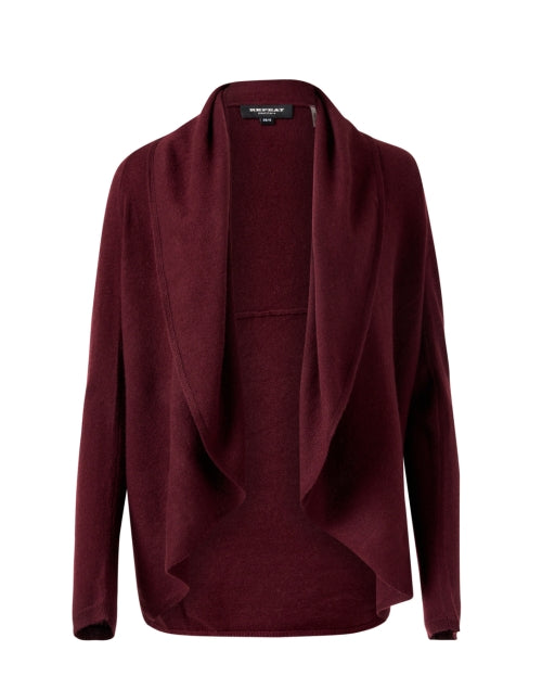 Elegant Maroon Circular Cashmere Knit Cardigan for Women