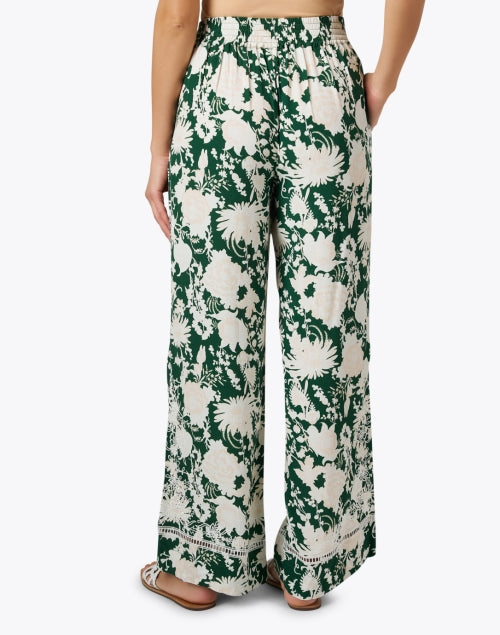 Stylish Charlotte Green Floral Print Elastic - Waist Pants