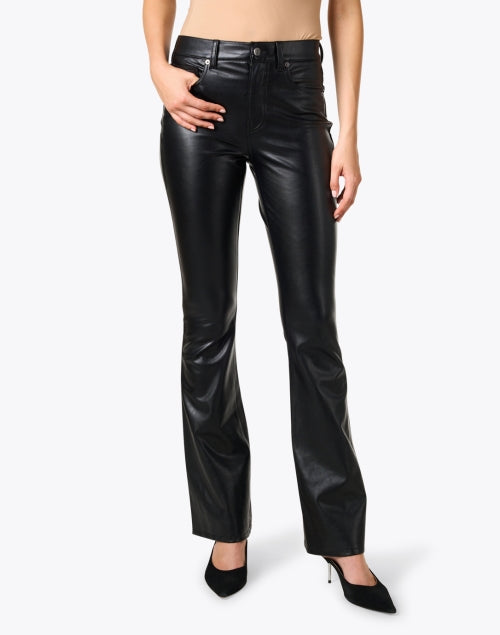 Veronica Beard's Stylish Black Faux Leather High-Rise Flare Pants