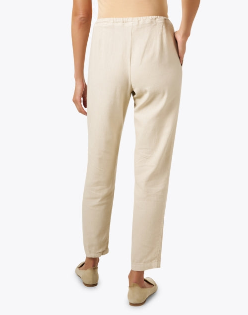 Comfortable Hampton Beige 100% Cotton Twill Relaxed-fit Drawstring Waist Pants