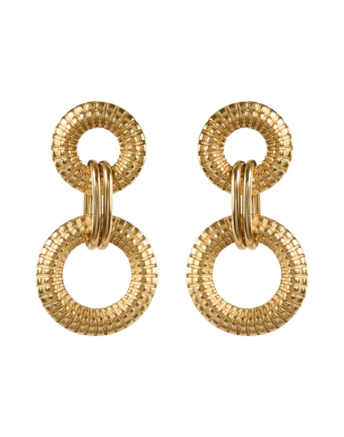 Gorgeous Gold Textured Drop Link Fashion Earrings for Everyday Use