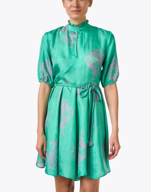 Gaia Green Colorful Printed Silk Women's Dress for Fashionable Outfits