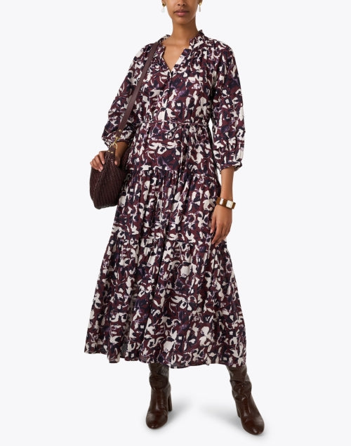 Trinidad Purple Printed Cotton - Silk Women's Dress for Casual and Seasonal Wear