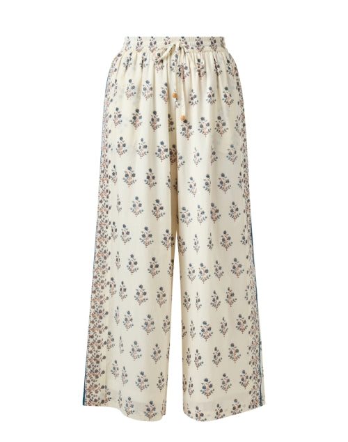 Hannah Artwear Emmy Ivory Cotton Wide-Leg Drawstring Waist Pants