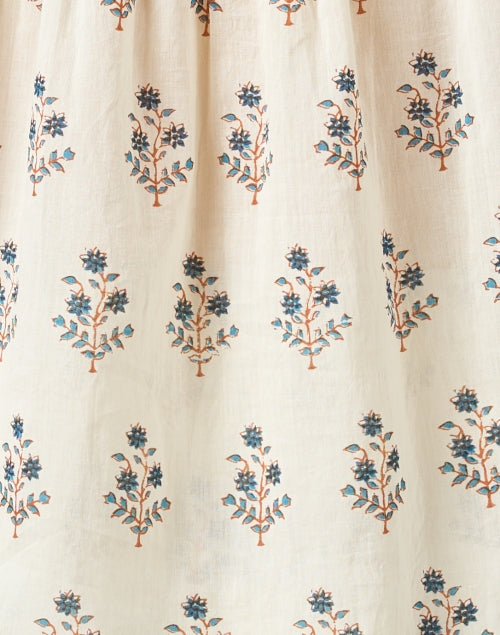 Stylish Carmen Ivory Block - Printed Cotton Women's Blouse for Warm Days
