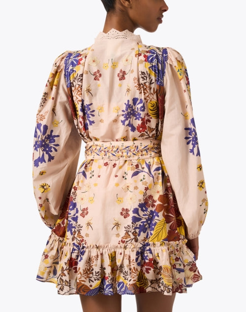 Stylish Pink Dress with Multi - Floral Print and Feminine Details
