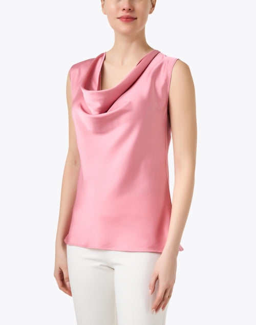 Elegant Pink Satin Women's Sleeveless Top