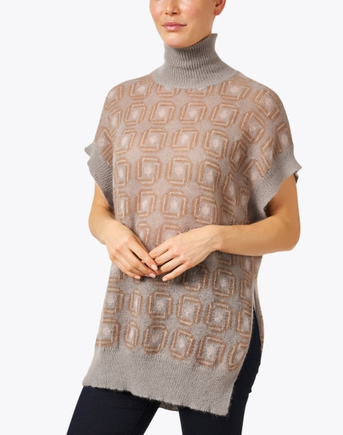 Stylish Roccia Grey Mohair-Alpaca Intarsia Knit Vest for Versatile Wear