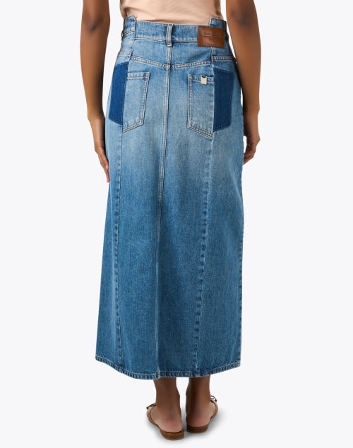 Stylish Gesso 100% Cotton Denim Midi Skirt for Versatile Styling