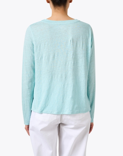 Stylish Pool Blue Women's Linen Casual Top