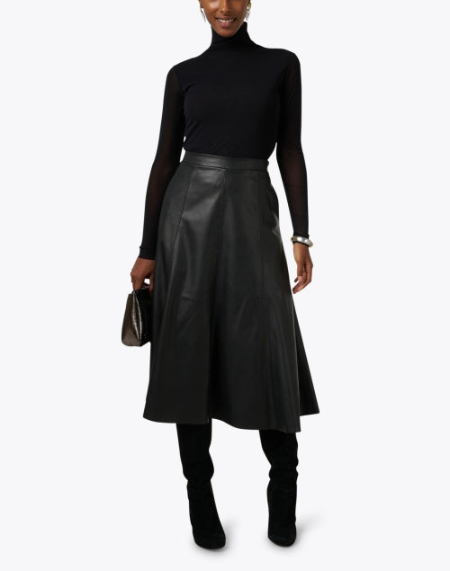 Vera Women's Black Artificial Leather A-Line Skirt for the New Season