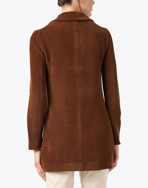 Amina Rubinacci's Radice Warm Wool - Cotton Blend Brown Corduroy Longline Blazer
