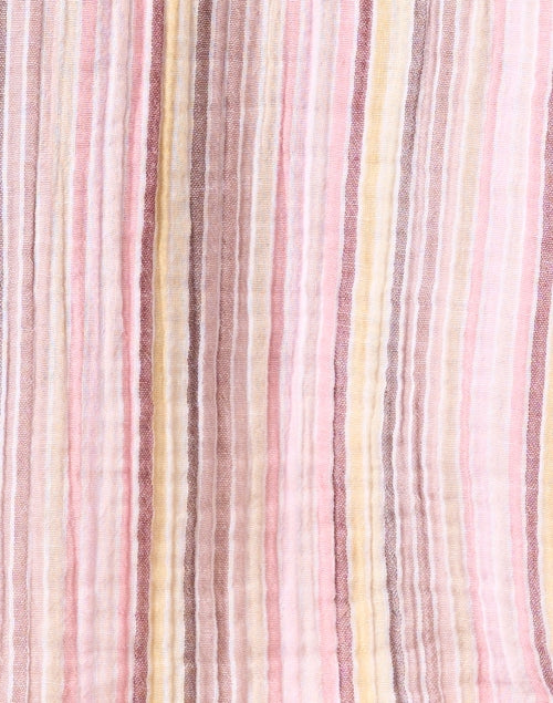 Pink and Striped Cotton Collared Seaside Casual Top by Xirena
