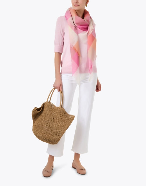 Stylish Pink Cotton Blend Elbow Sleeve Sweater for Your Wardrobe