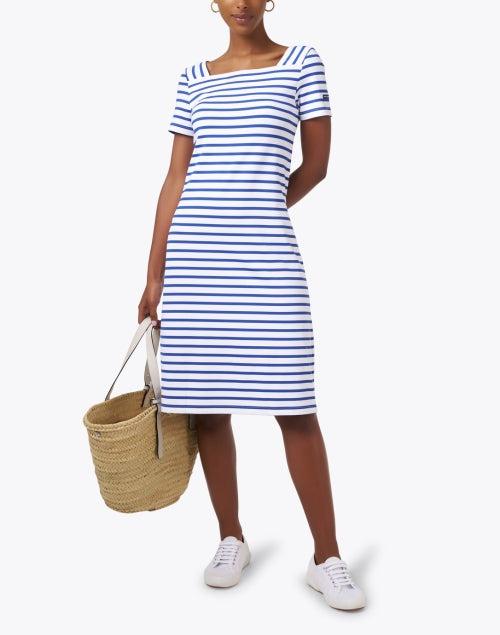 Tolede Women's Blue and White Striped Summer Dress for Warm Weather