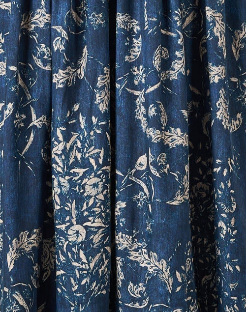 Stylish Women's Blue Floral Pattern Print Shirt Style Dress