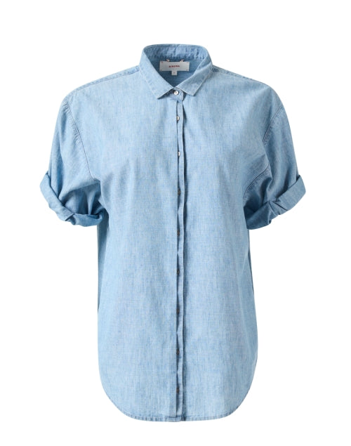 Stylish 100% Cotton Channing Chambray Shirt with Short Rolled Sleeves