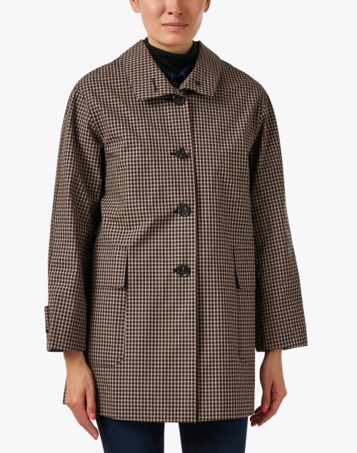 Stylish Brown Checked Cotton Jacket for Versatile Outdoor Layering