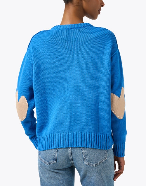 French-Style Embroidered Cotton Blue Sweater for Casual Wear