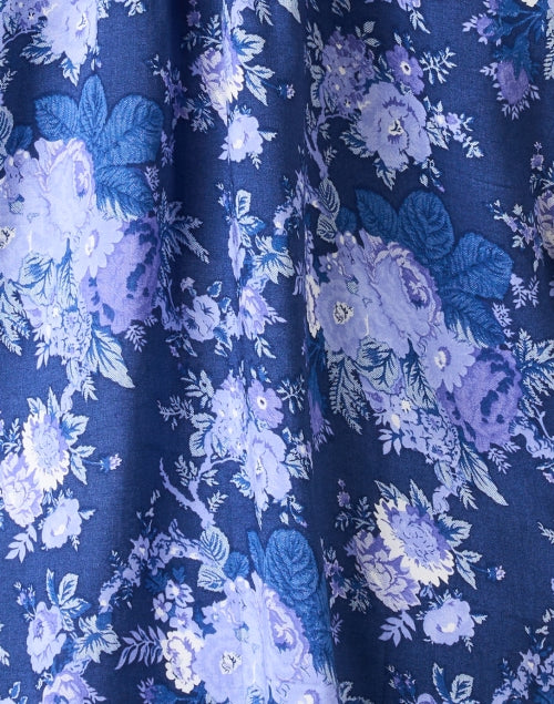 Stylish Sonia Blouse with Intricate Blue Print and Balloon Sleeves