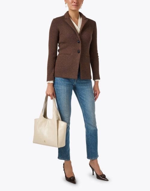 Soft Wool-Silk Blend Red Reflex Knitted Classic Blazer