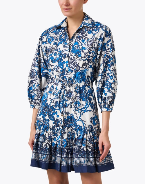 Stylish Robin Blue Floral Printed Women's Cotton Dress for Elegant Outings