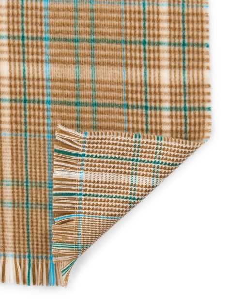 Marc Cain's Fashionable Brown Checked Wool Scarf for Seasonal Layering