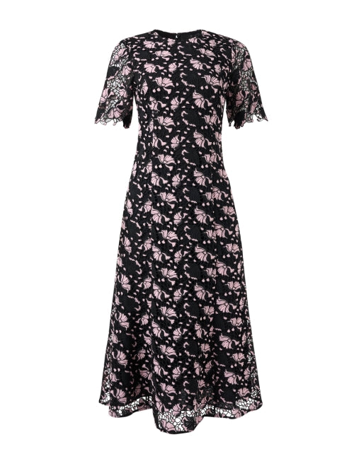 Elegant Shoshanna Black and Pink Lace Evening Dress