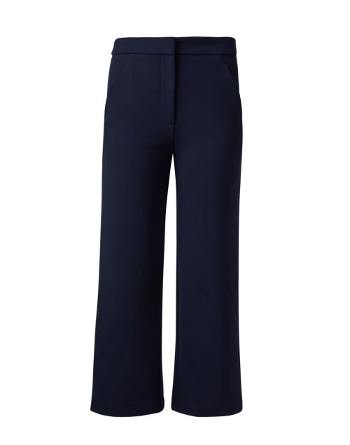 Navy Blue Brixton Men's Trousers - High - rise and Wide - leg Style