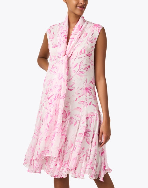 Elegant Celhia Pink Floral-Print Knee-Length Dress