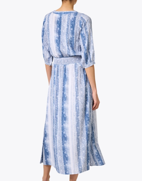 Stylish Kelsey Brand Blue and White Women's Shirt Dress