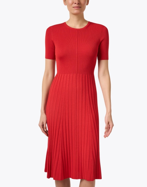 Stylish Red Satin Knit Women's Spring Dress