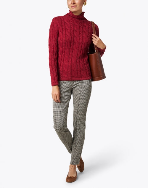 Russet Red Cotton Cable-Knit Men's Sweater for Casual Wear