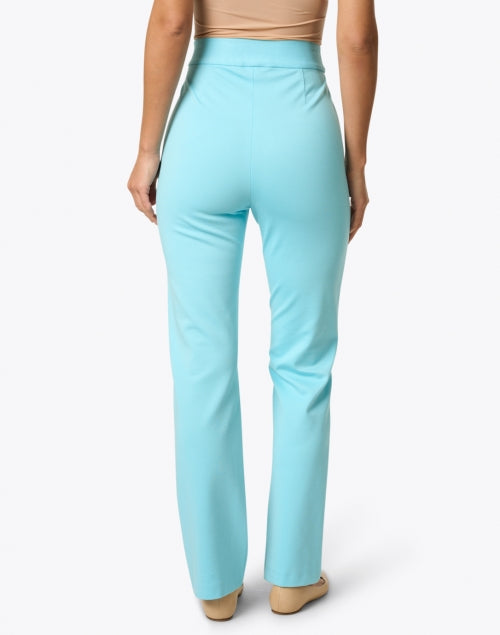 Brennan Women's High - Waist Classic Straight - Leg Aqua Blue Ponte Fabric Pant