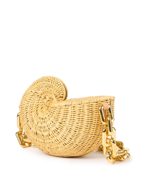 Stylish Anna Hard Rattan Conch Shell Shoulder Bag for Beach Getaways