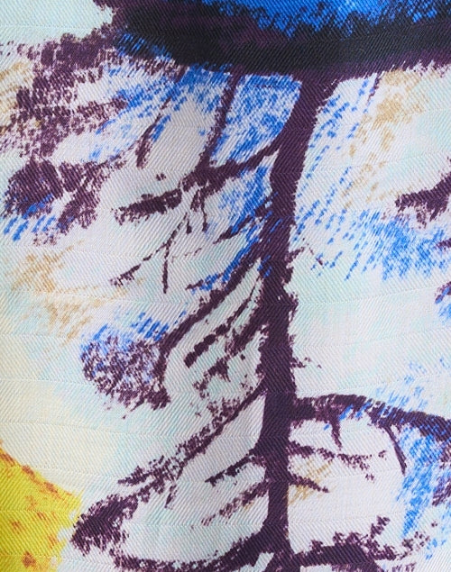 Elegant Multi - Tree Printed Cashmere Silk Poncho for a Classic Look