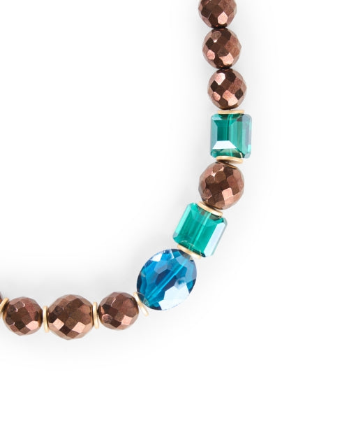 Exquisite Brown and Teal Colored Beaded Fashion Necklace