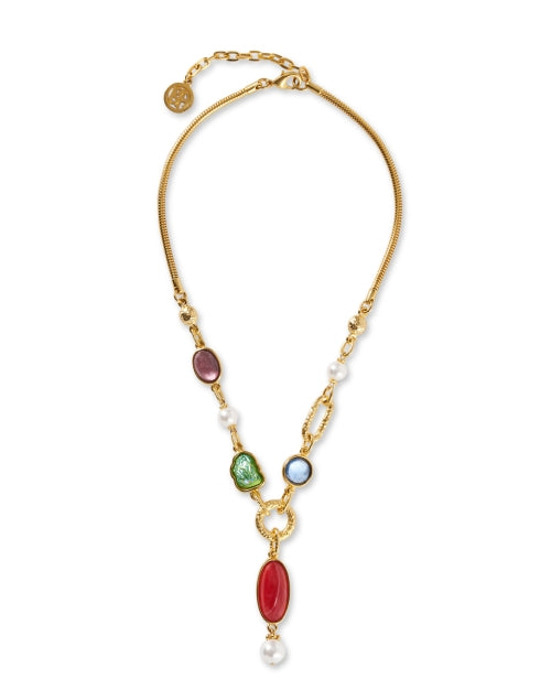 Stunning Gold Pearl and Gemstone Fashion Necklace
