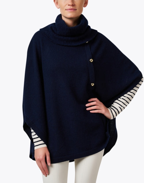 Navy Blue Cashmere Poncho by Cortland Park - Saratoga Style