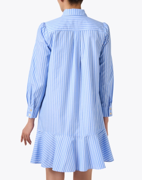 Charming Iris Blue Striped Cotton Shirt-Style Dress for Fashionable Women