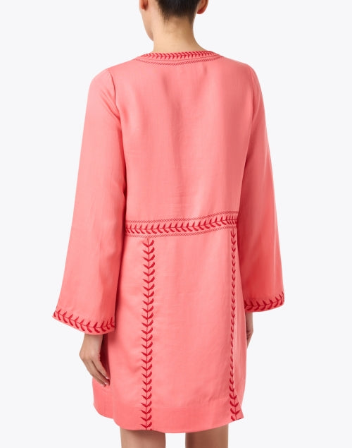 Stylish Pink Embroidered Women's Melissa Dress for Vacation