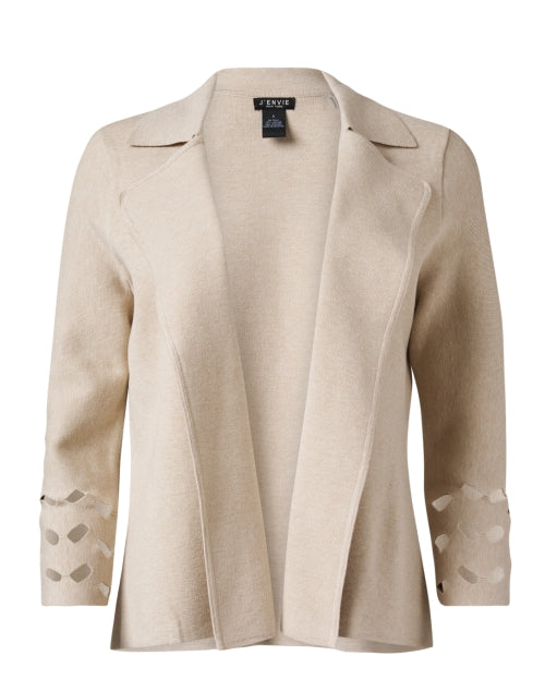 Beige Colored Cutout Design Knit Fashion Jacket