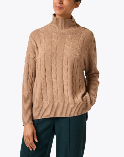 Luxurious Inko Brown Cashmere Funnel - Neck Sweater for Transitional Seasons
