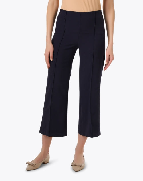 Navy Blue Stretch Cropped Flare Pull - on Pants by Chloe