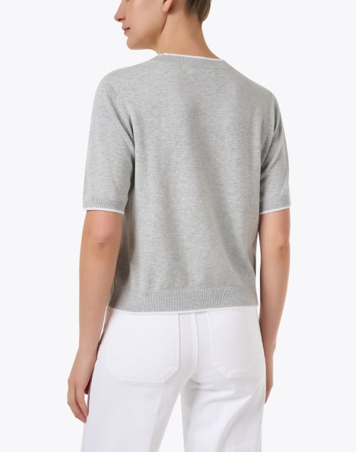 Lightweight Grey Cotton Blend Knit Short Sleeve Women's Top