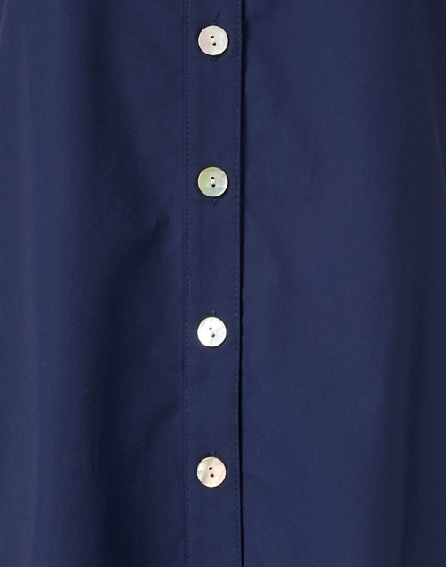 Navy Blue Cotton Swing Style Shirt Dress for Women