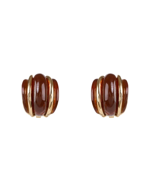 Kenneth Jay Lane Tortoise Shell Design Gold Plated Clip - on Hoop Earrings for Everyday Wear