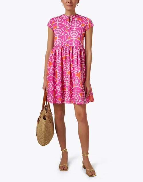 Feloi Charming Pink Patterned Women's Summer Dress